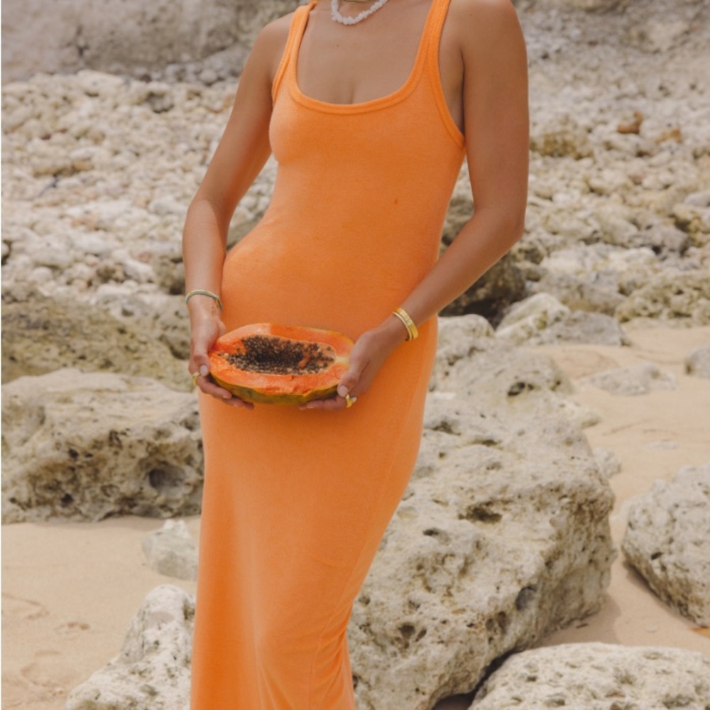 Vibrant Orange Midi Dress